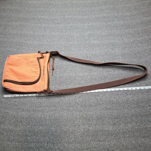 Duluth Trading Co Crossbody Messenger Bag Canvas Orange Zip Pockets Shoulder - Picture 5 of 10
